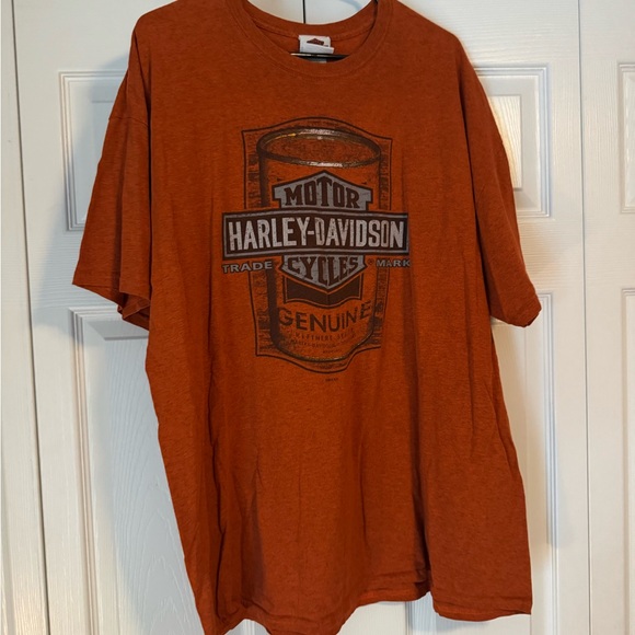 Harley-Davidson Orange Short Sleeve Tee with Iconic Logos - Picture 1 of 3